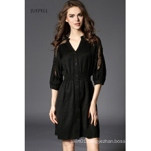 2016 Woman New Fashion Sexy Dress Black V Neck for Summer